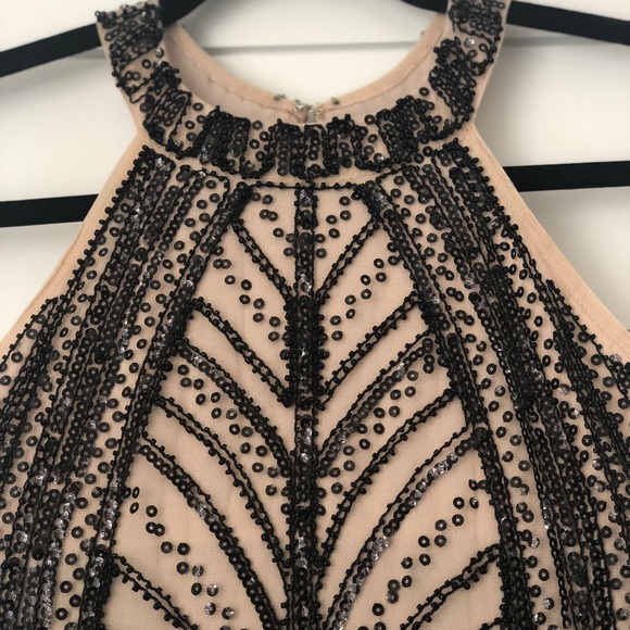 NWT Nude/ Black Rhinestone/ Bead Dress - Picture 2 of 6